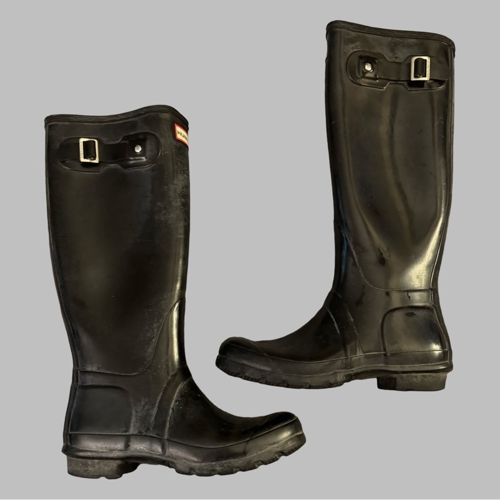 HUNTER Women’s Classic Black Tall Waterproof Boots Size 7